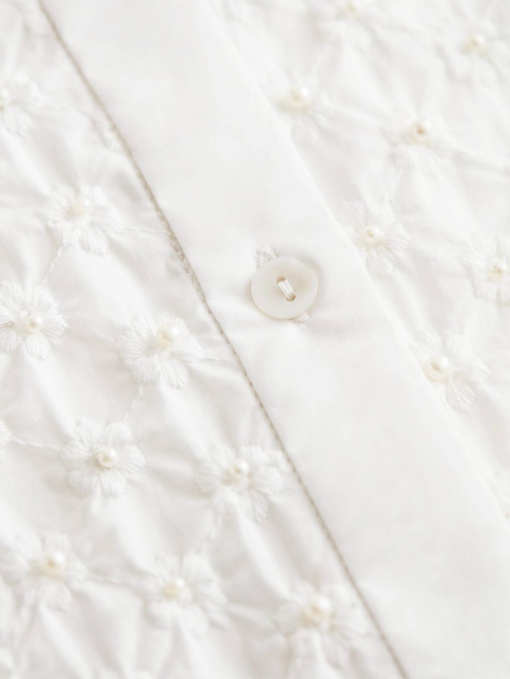 & OTHER STORIES embroidered pearl embellished cotton shirt - Picture 3 of 8
